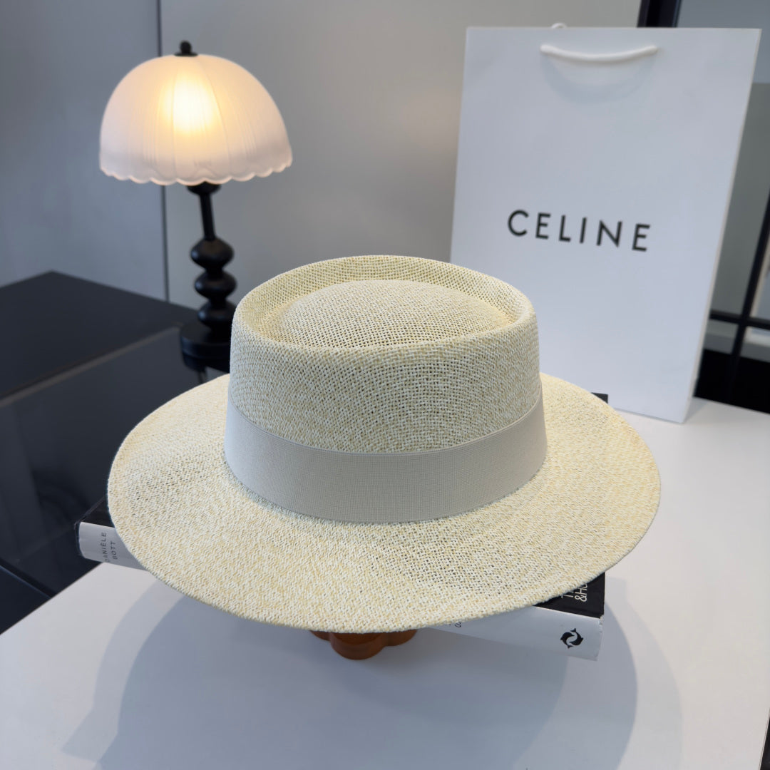 Celine Fedora Hat Cream White in PP straw 197595