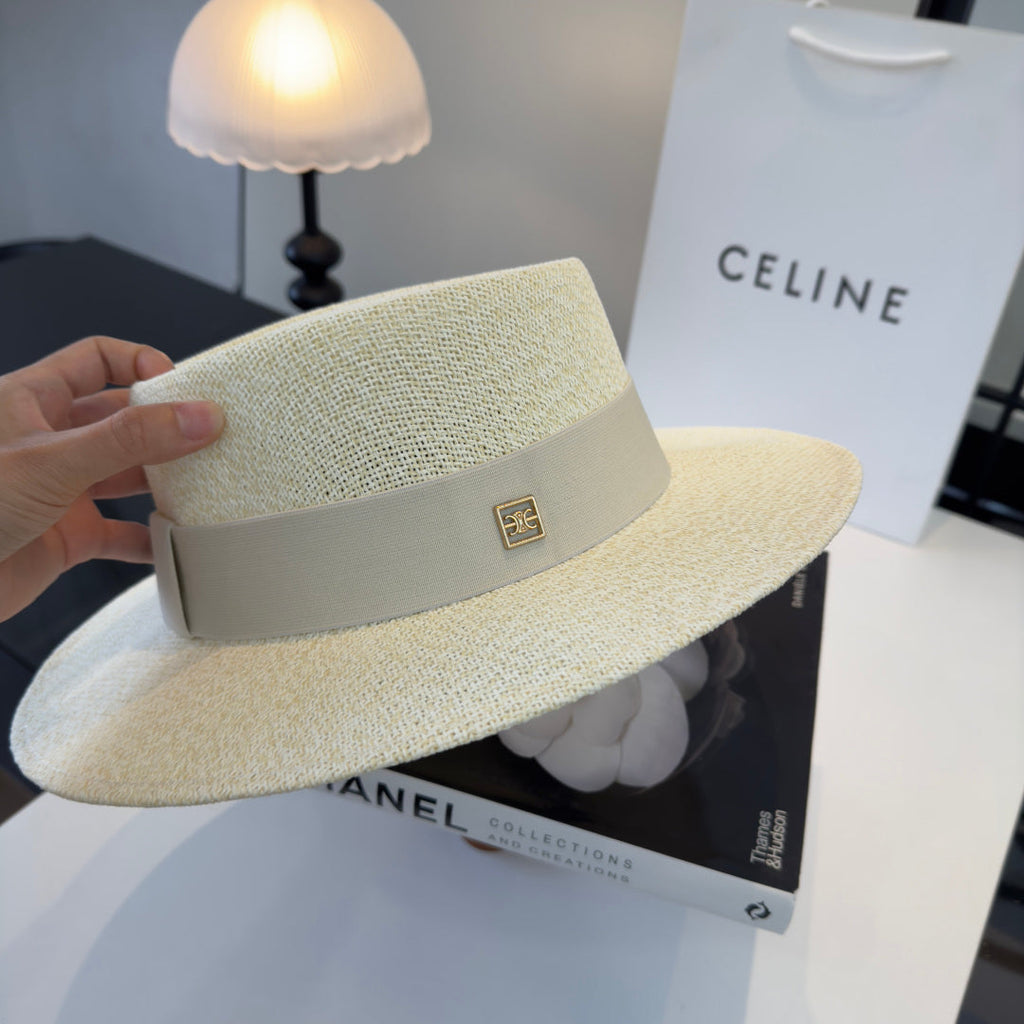 Celine Fedora Hat Cream White in PP straw 197595