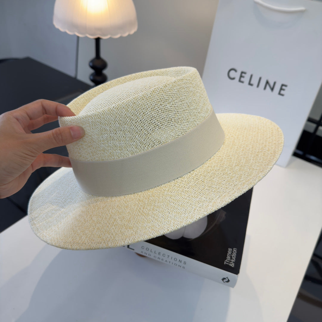 Celine Fedora Hat Cream White in PP straw 197595