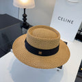Celine Fedora Hat Camel Black in PP straw 197596