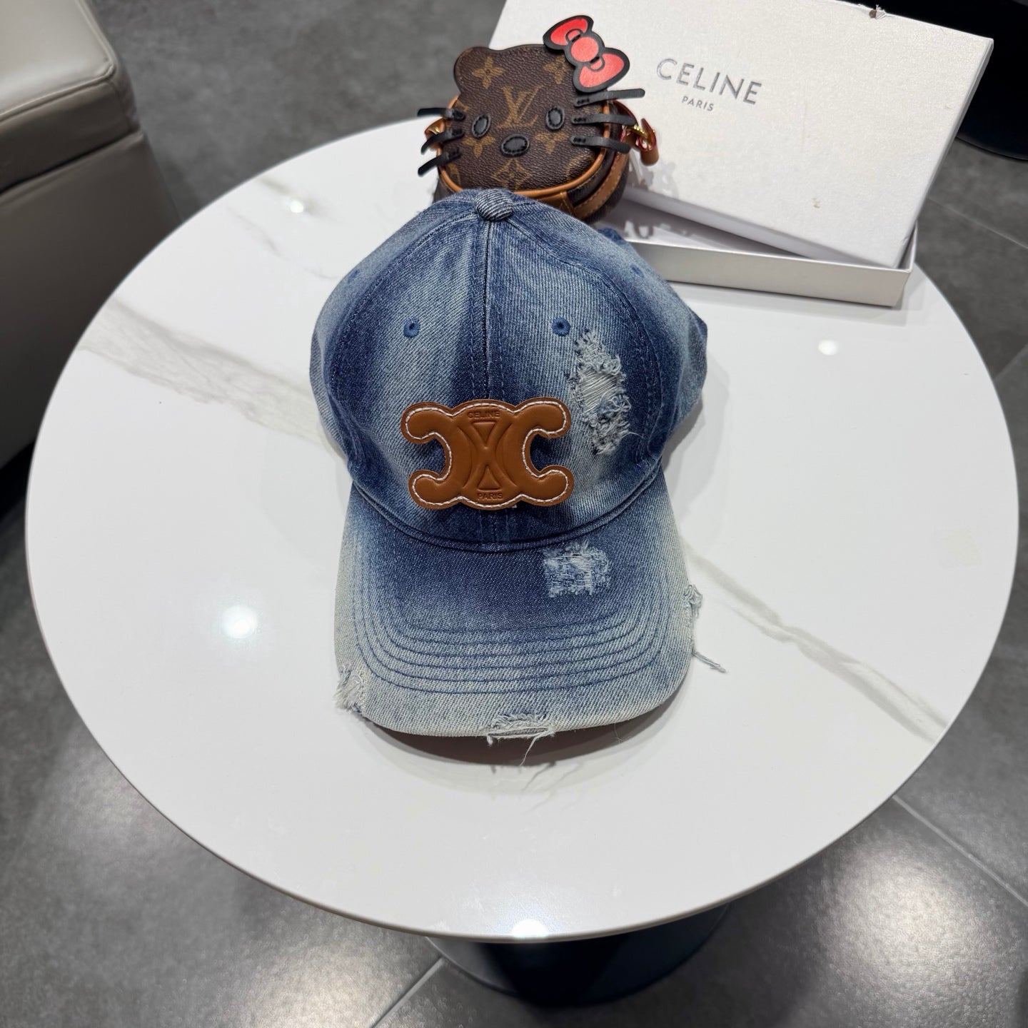 Celine Baseball Cap Blue in Denim 189804
