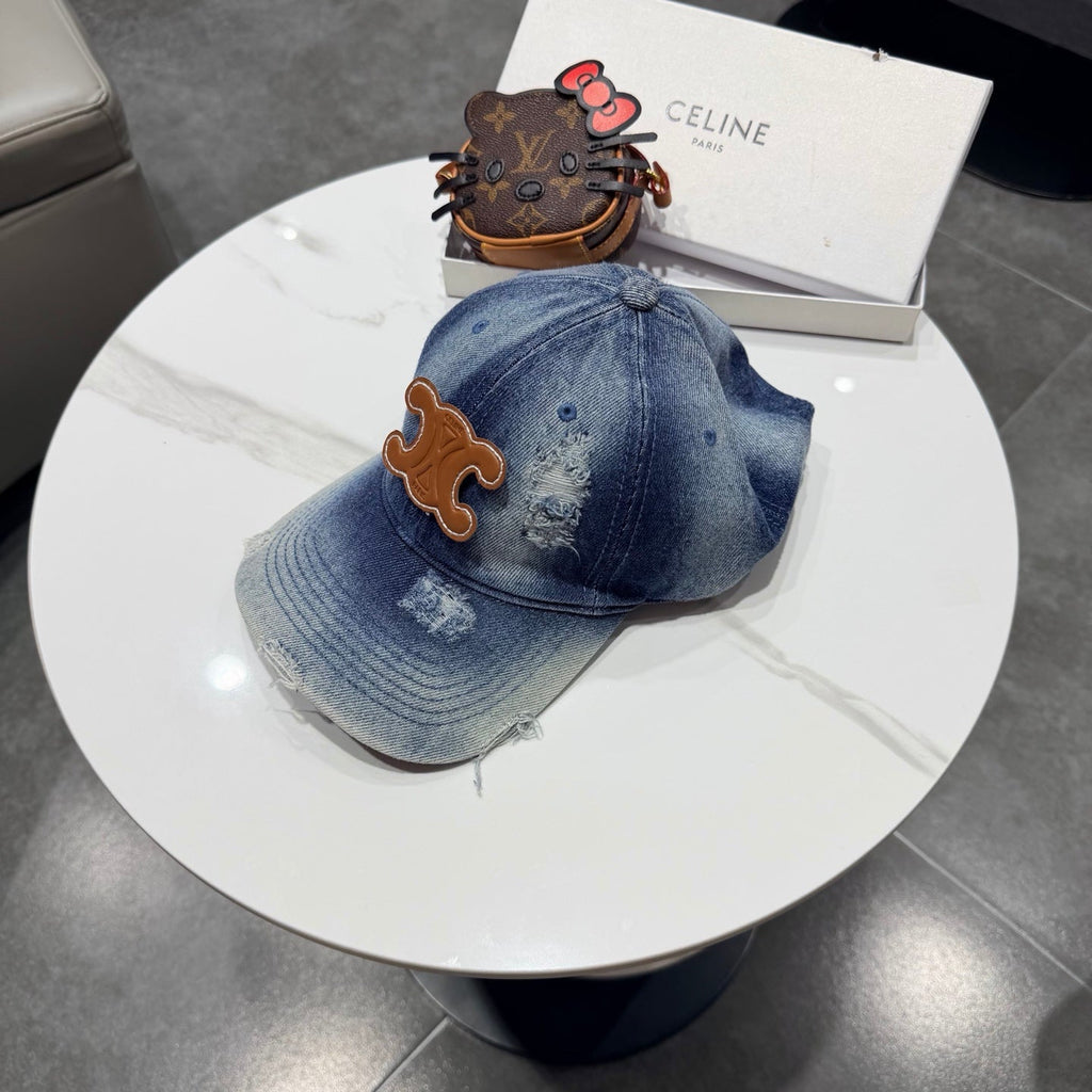 Celine Baseball Cap Blue in Denim 189804