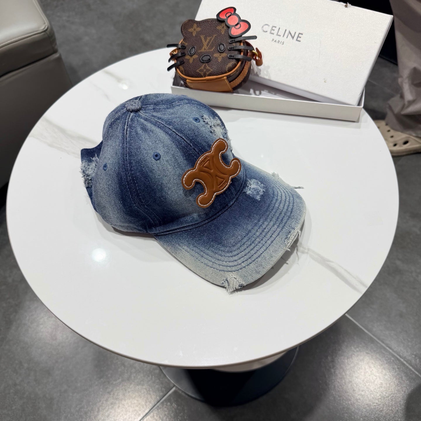 Celine Baseball Cap Blue in Denim 189804