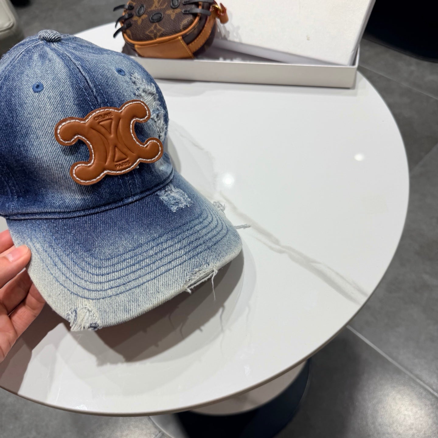 Celine Baseball Cap Blue in Denim 189804