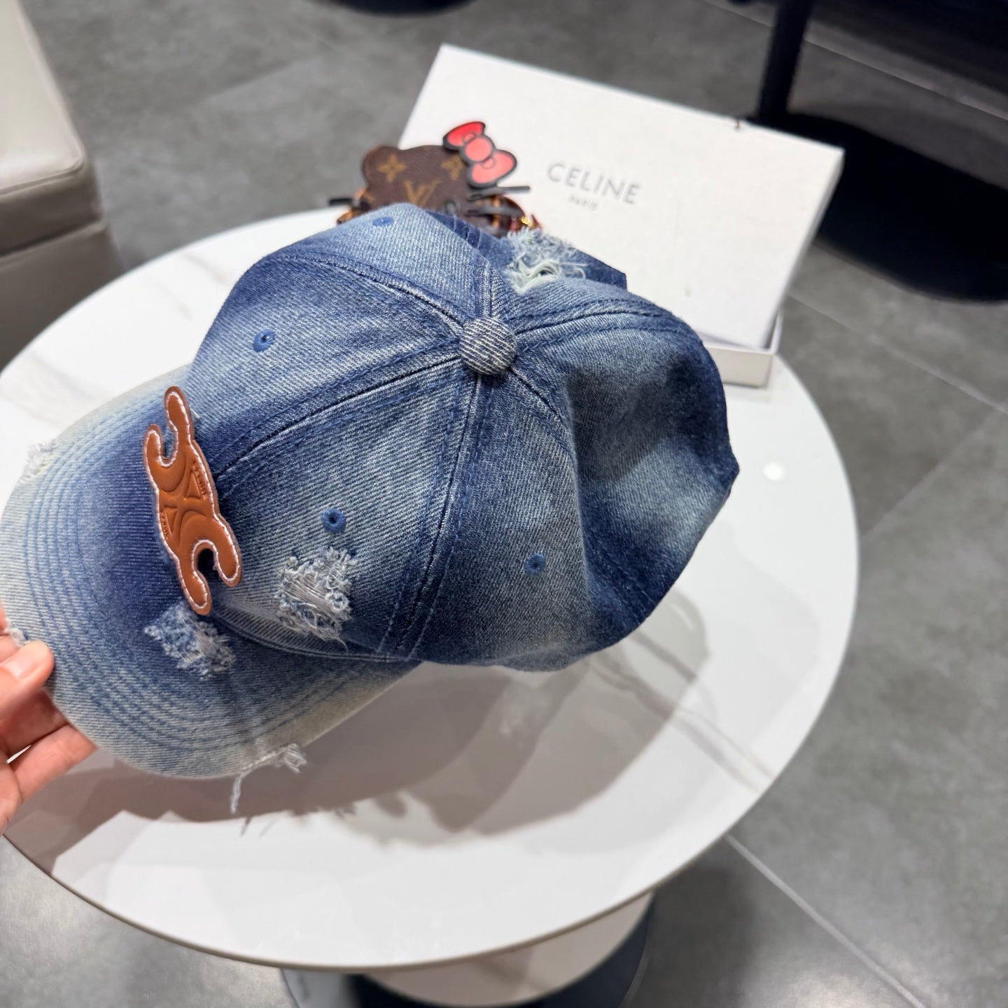 Celine Baseball Cap Blue in Denim 189804