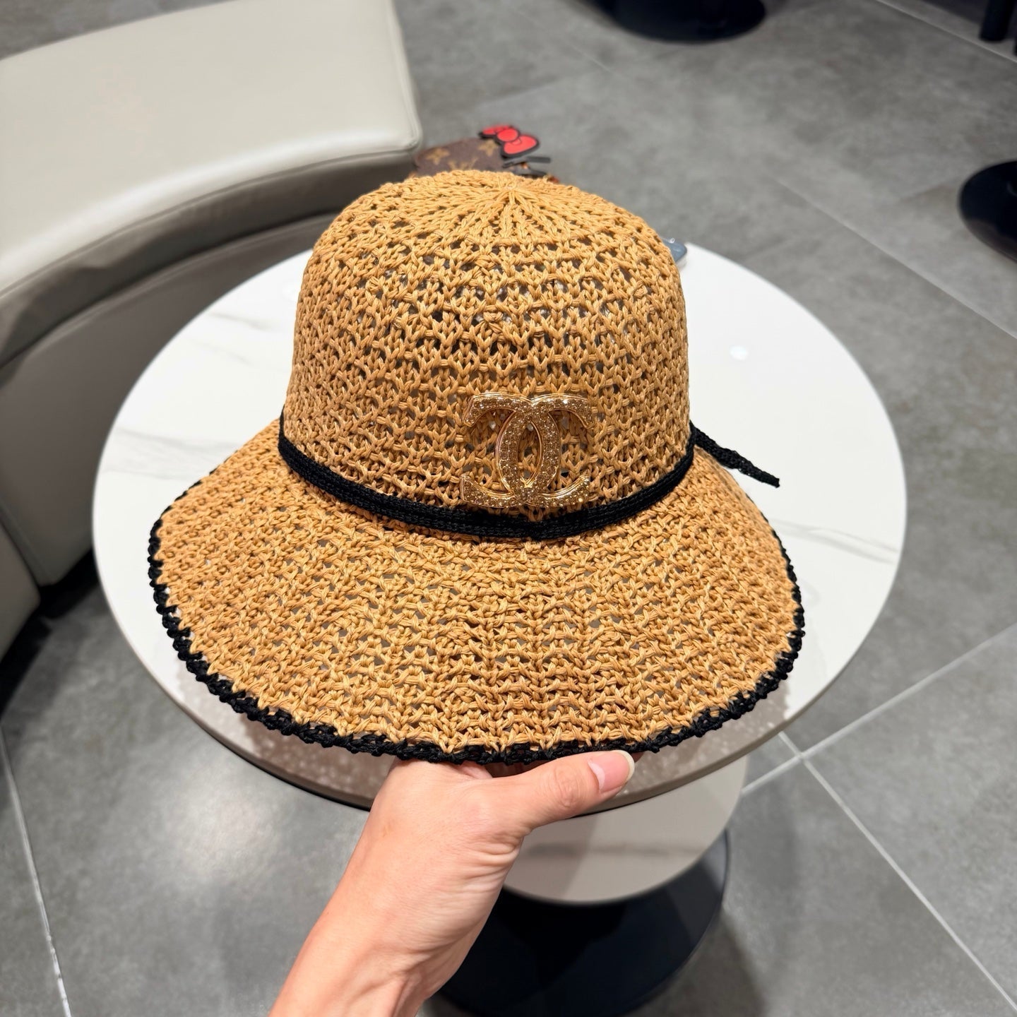 Chanel Fisherman's Hat Camel in Straw 201672