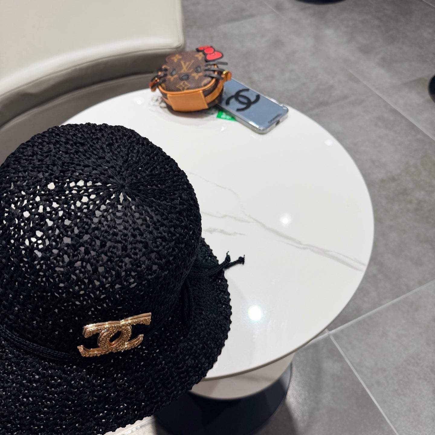 Chanel Fisherman's Hat Black in Straw 201673