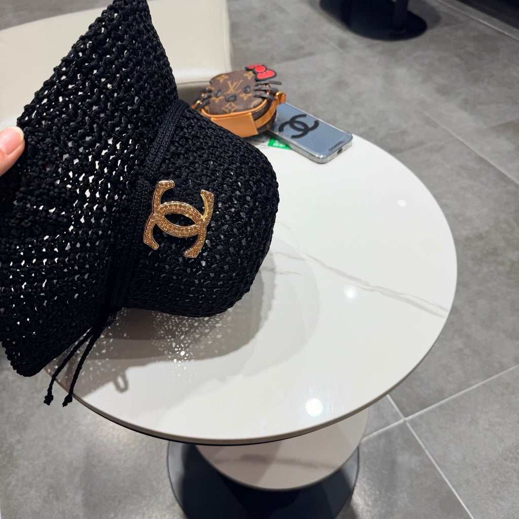 Chanel Fisherman's Hat Black in Straw 201673