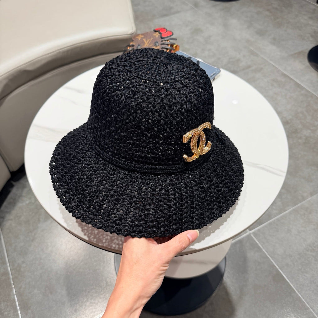 Chanel Fisherman's Hat Black in Straw 201673