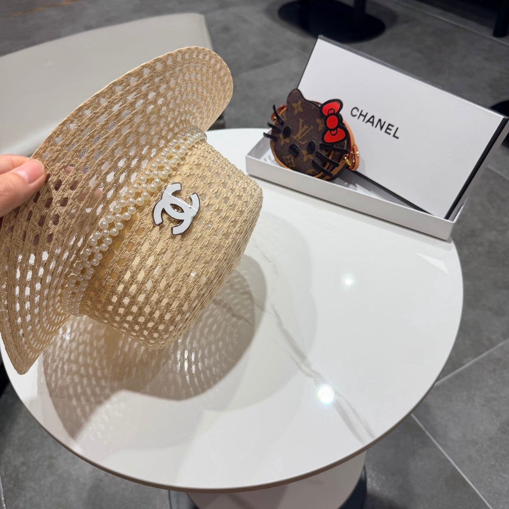 Chanel French Hat Elegant Pearl Beige in Straw 201563