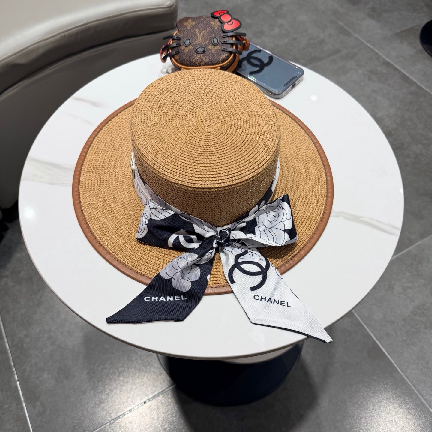 Chanel Flat-top Camel Straw Hat 201531
