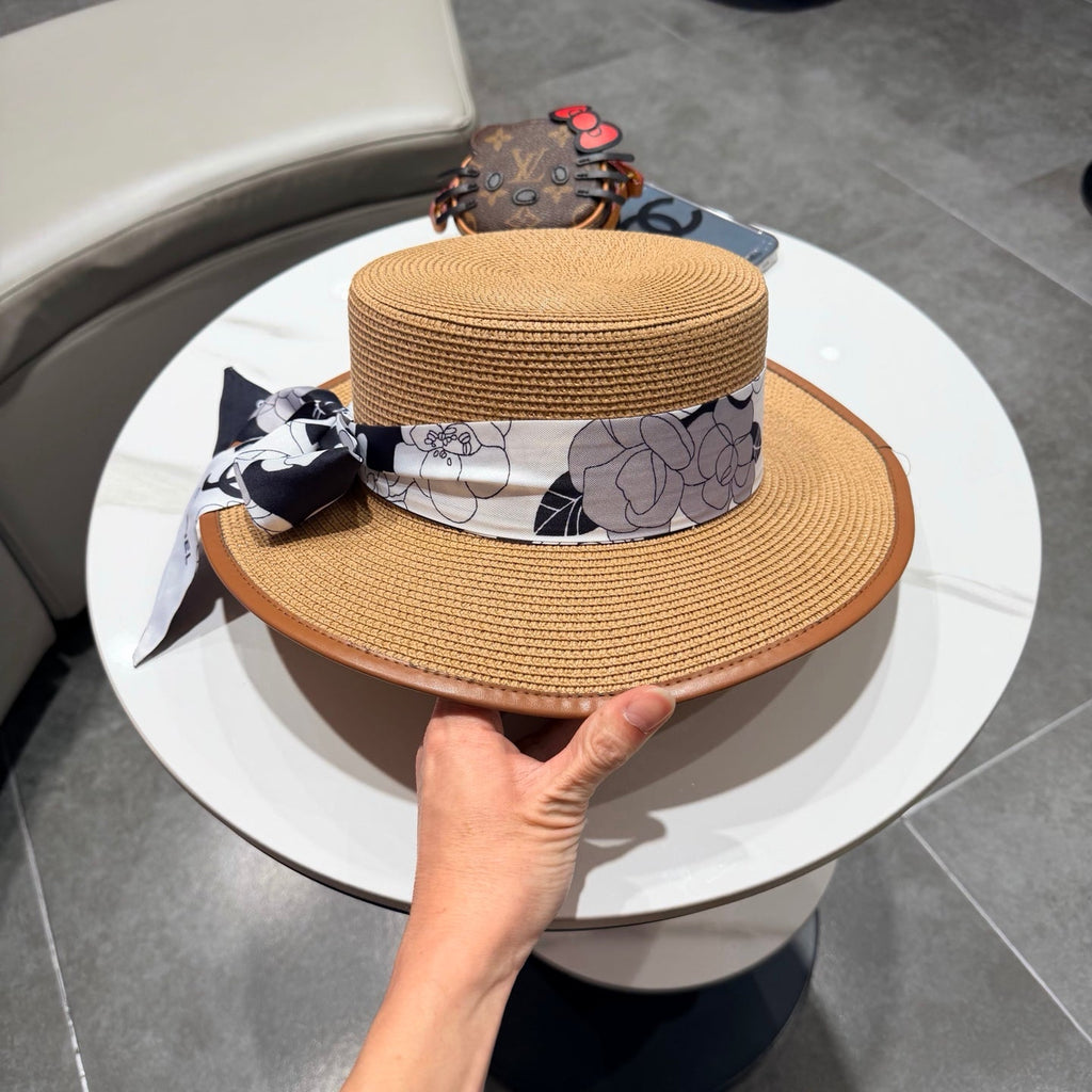Chanel Flat-top Camel Straw Hat 201531