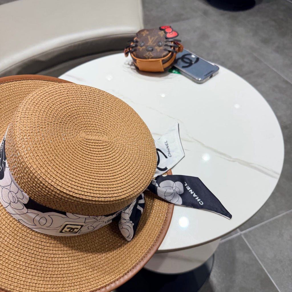 Chanel Flat-top Camel Straw Hat 201531