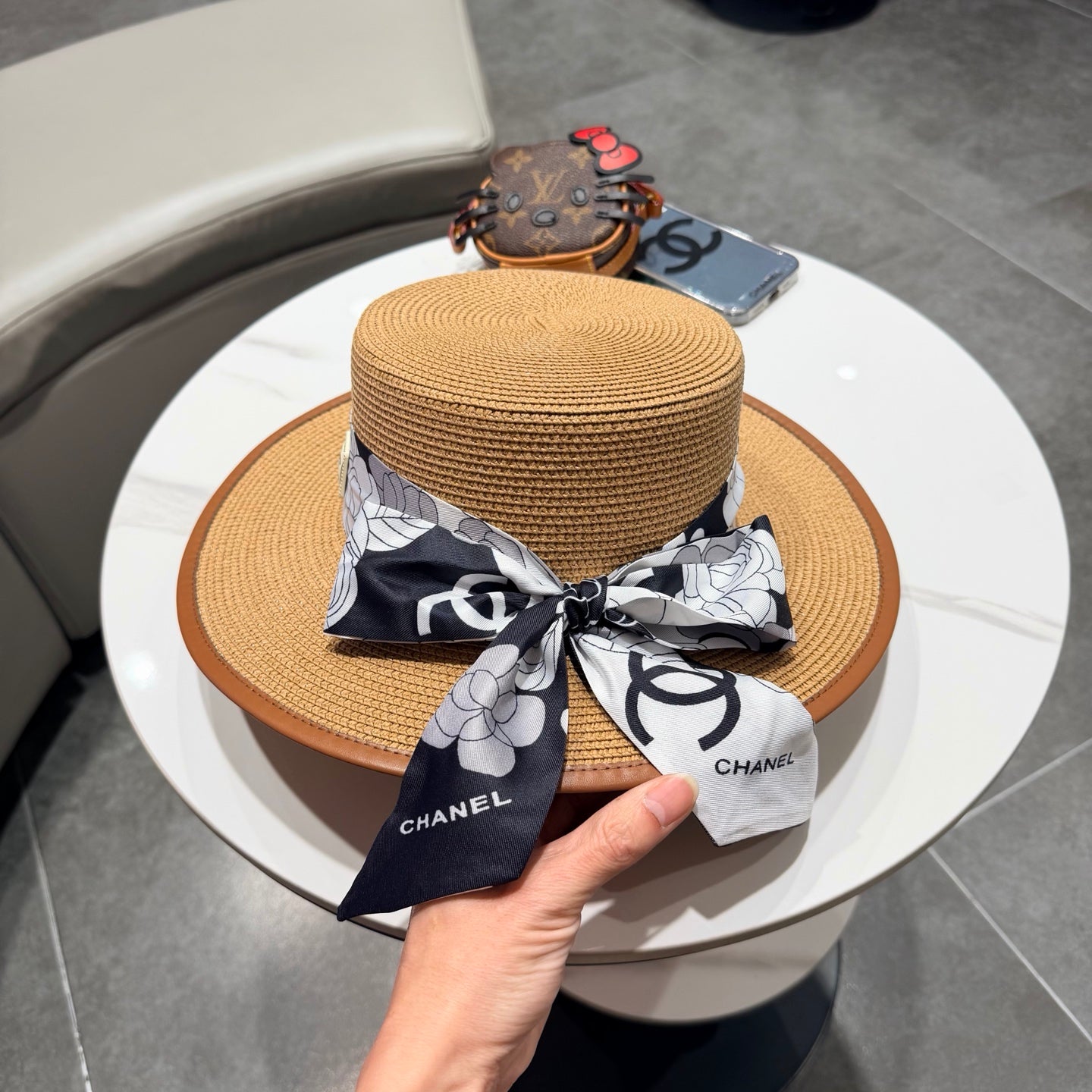 Chanel Flat-top Camel Straw Hat 201531