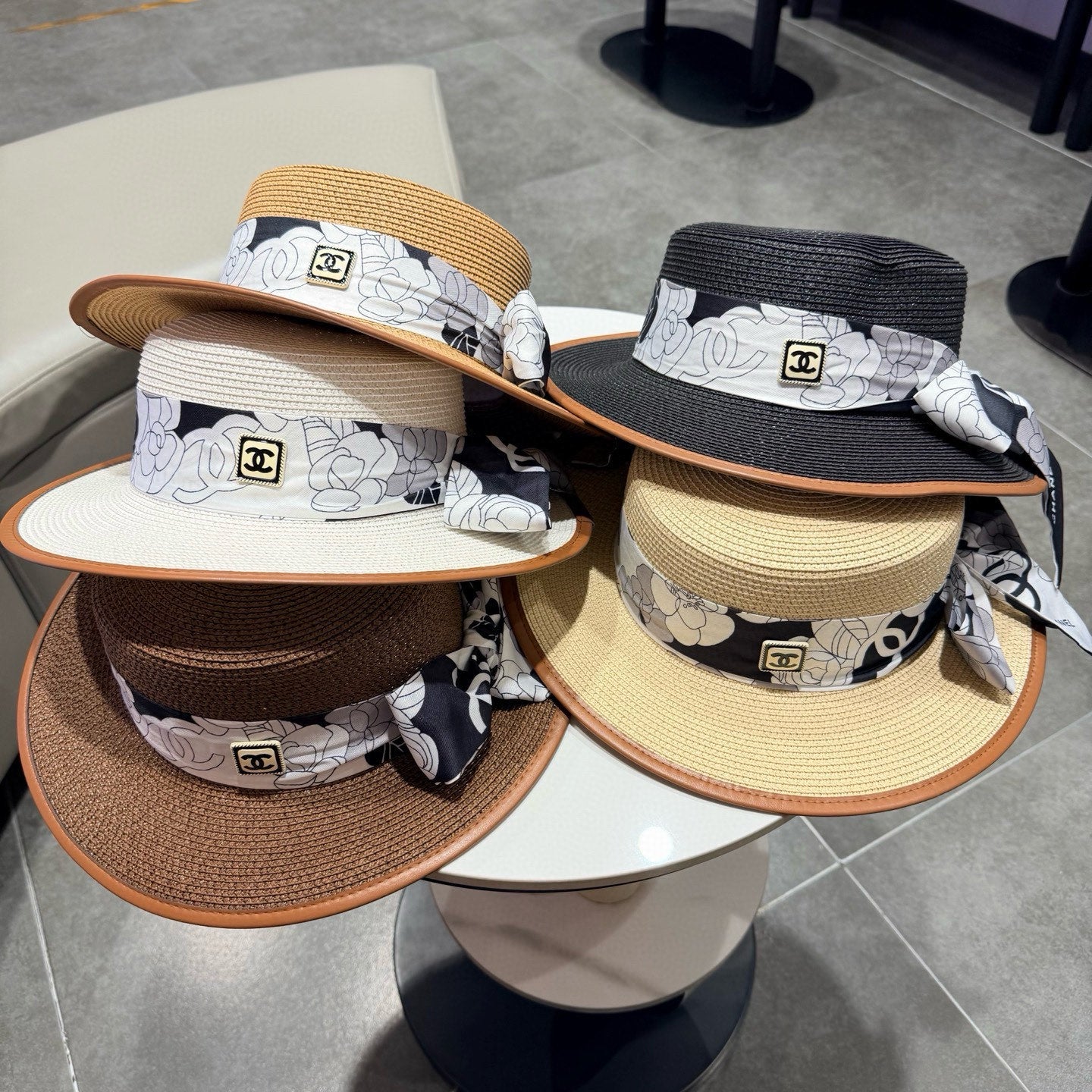 Chanel Flat-top Brown Straw Hat 201528