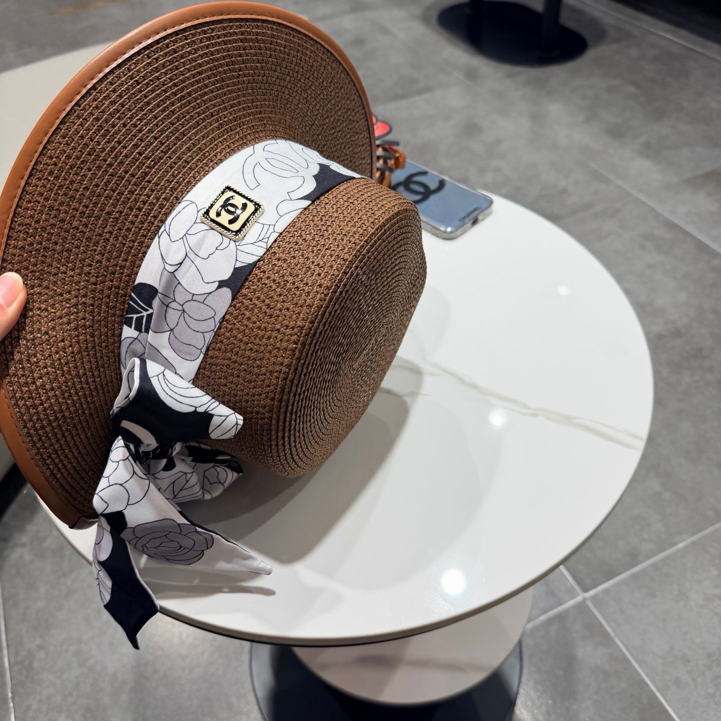 Chanel Flat-top Brown Straw Hat 201528