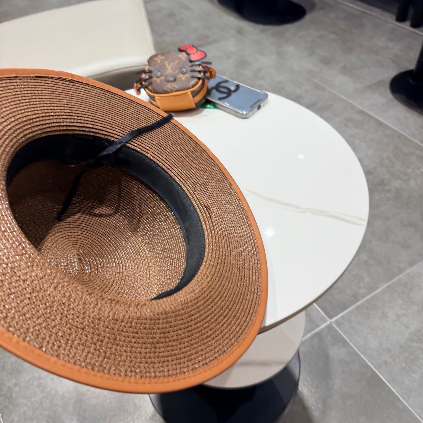 Chanel Flat-top Brown Straw Hat 201528
