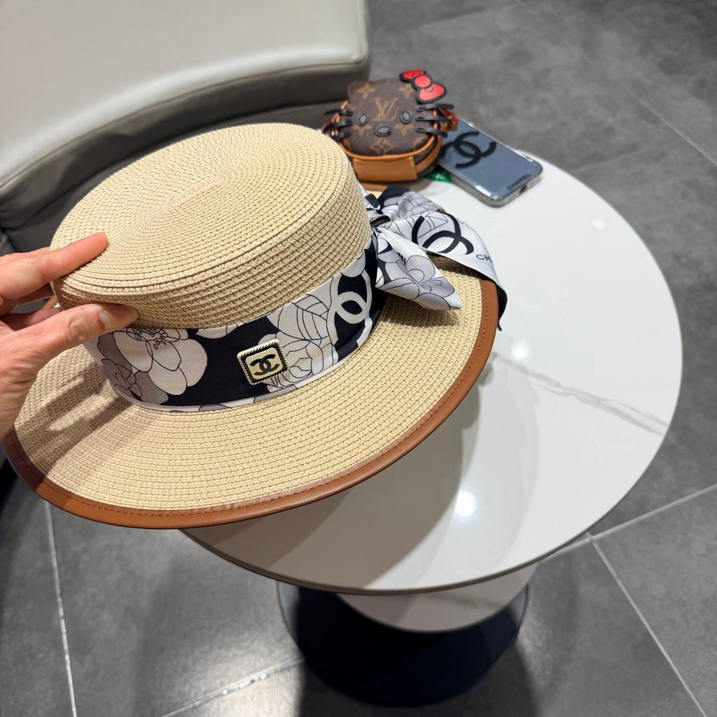 Chanel Flat-top Beige Straw Hat 201527