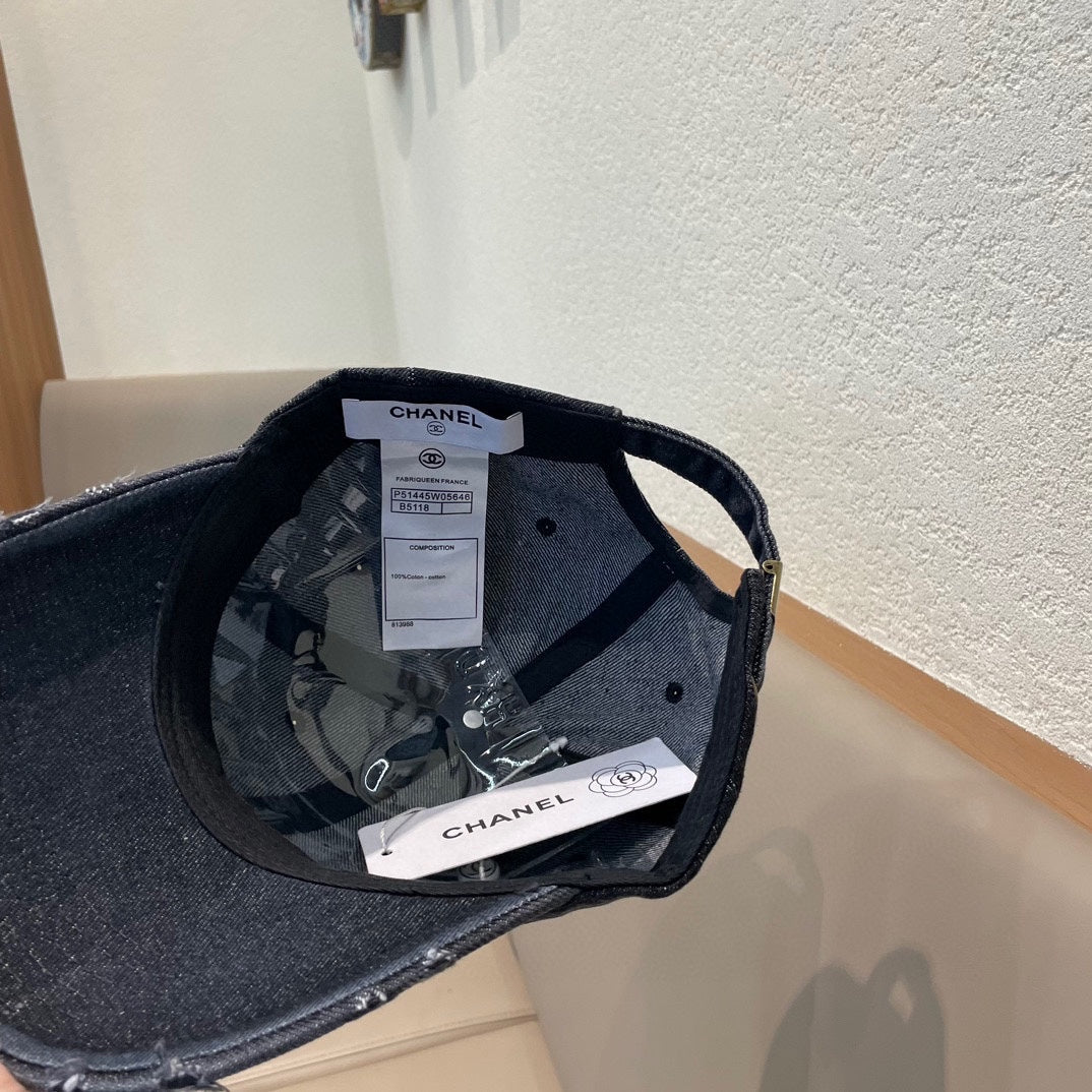Chanel Baseball Cap Black in Denim 205644