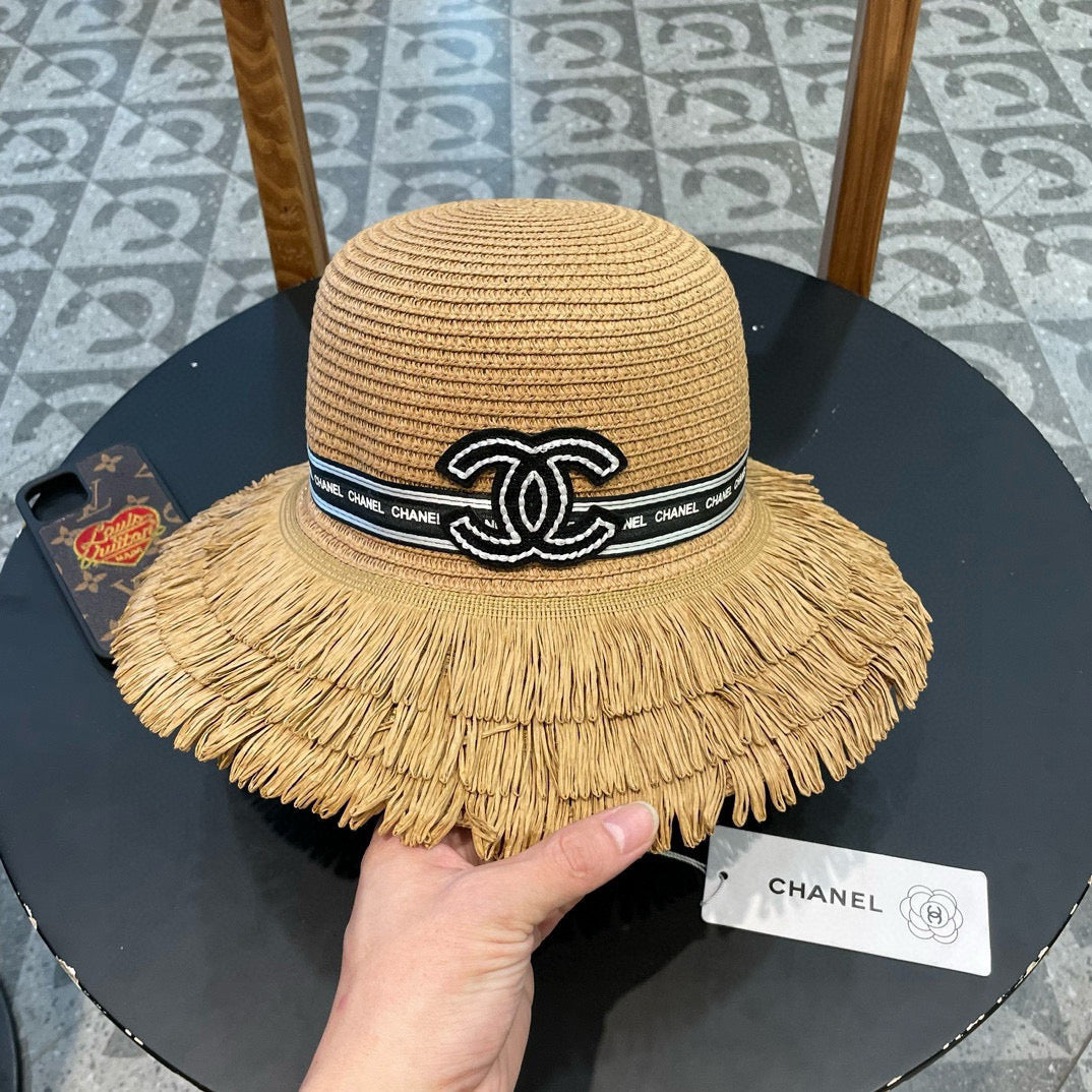 Chanel Bucket Hat Camel in Straw 205631