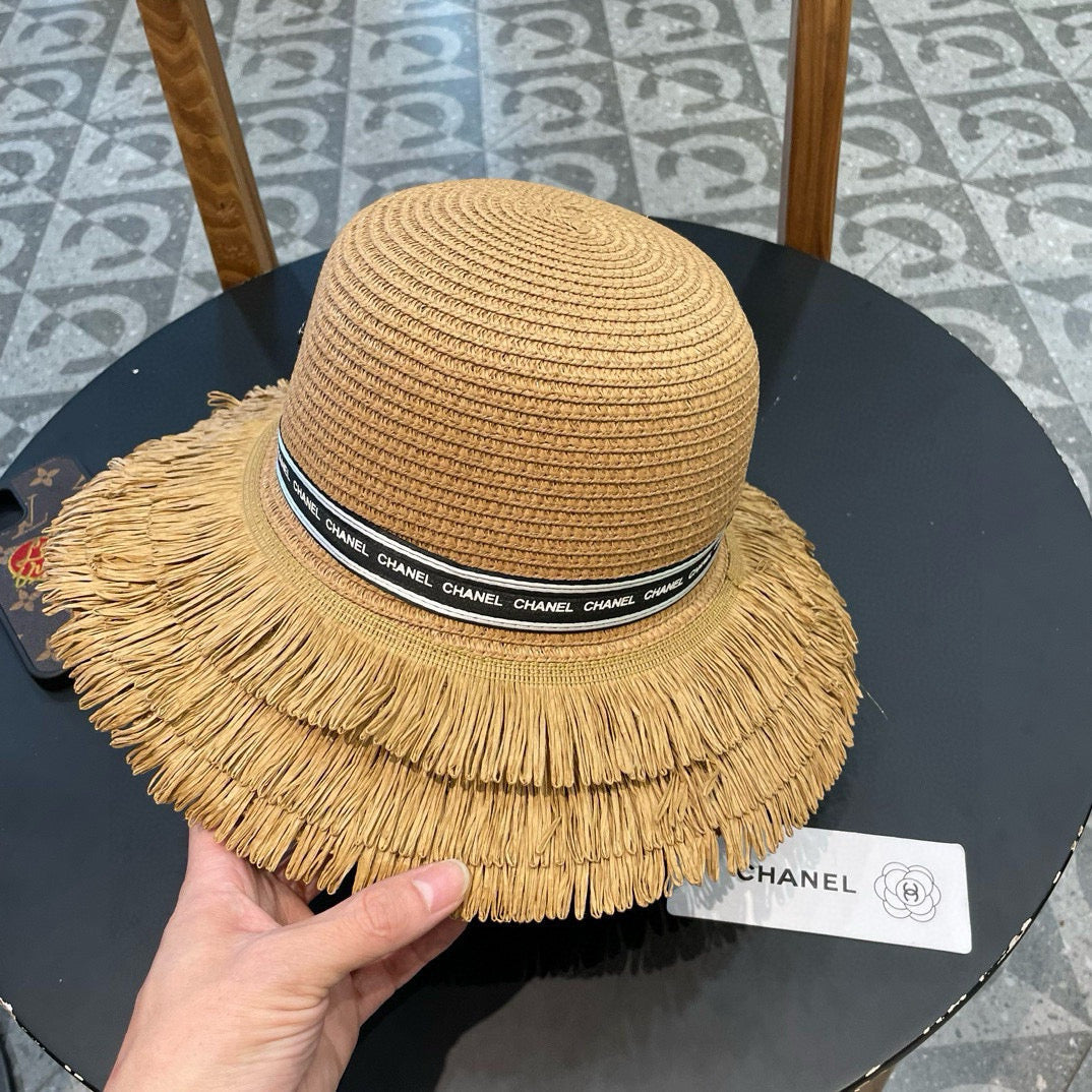 Chanel Bucket Hat Camel in Straw 205631