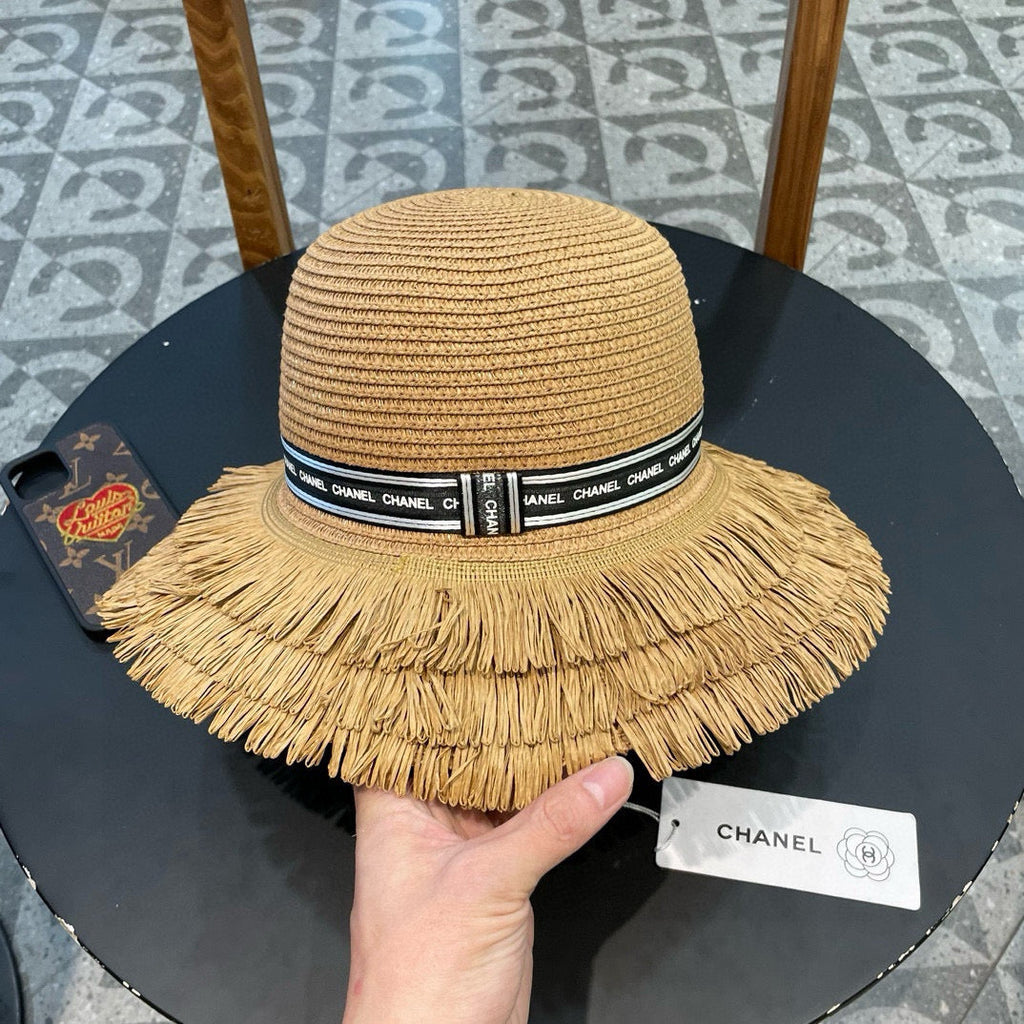 Chanel Bucket Hat Camel in Straw 205631