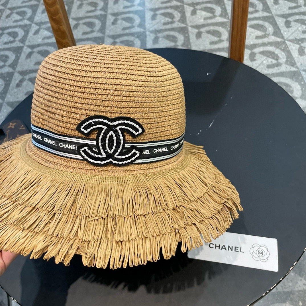 Chanel Bucket Hat Camel in Straw 205631