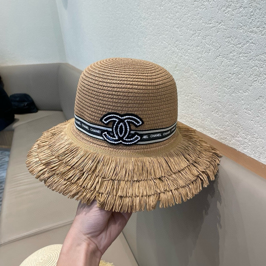 Chanel Bucket Hat Camel in Straw 205631