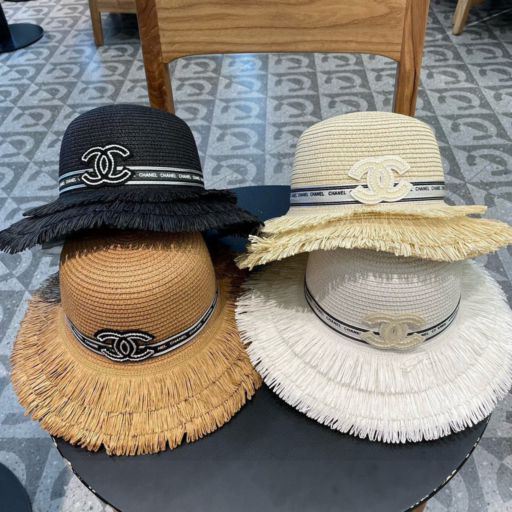 Chanel Bucket Hat Black in Straw 205630