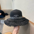 Chanel Bucket Hat Black in Straw 205630