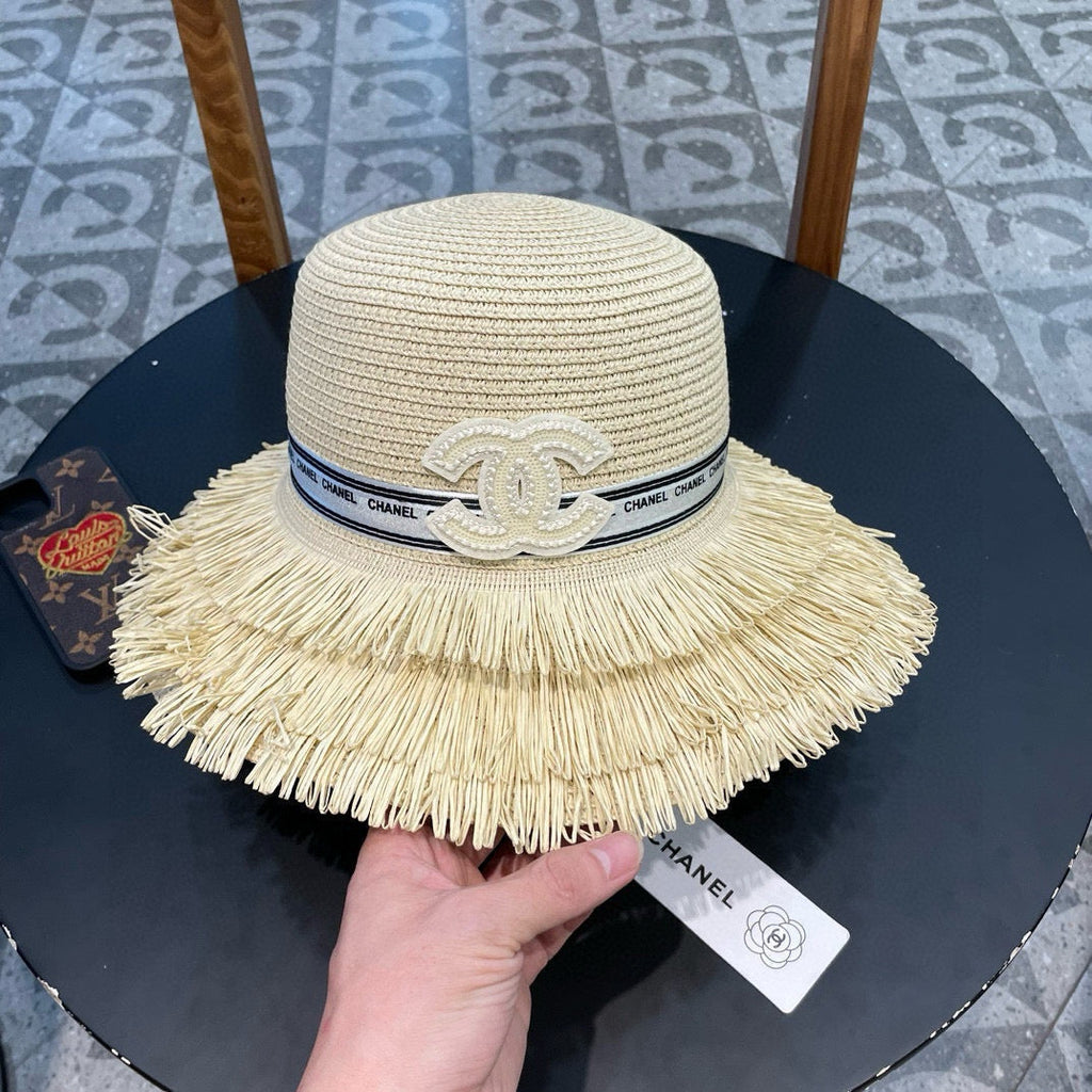 Chanel Bucket Hat Cream in Straw 205629