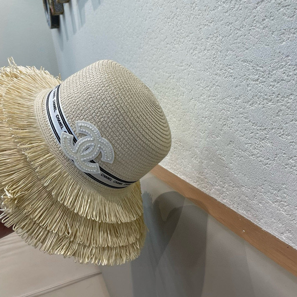 Chanel Bucket Hat Cream in Straw 205629