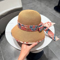 Chanel Hat with Ribbon bow Camel in Straw 205601