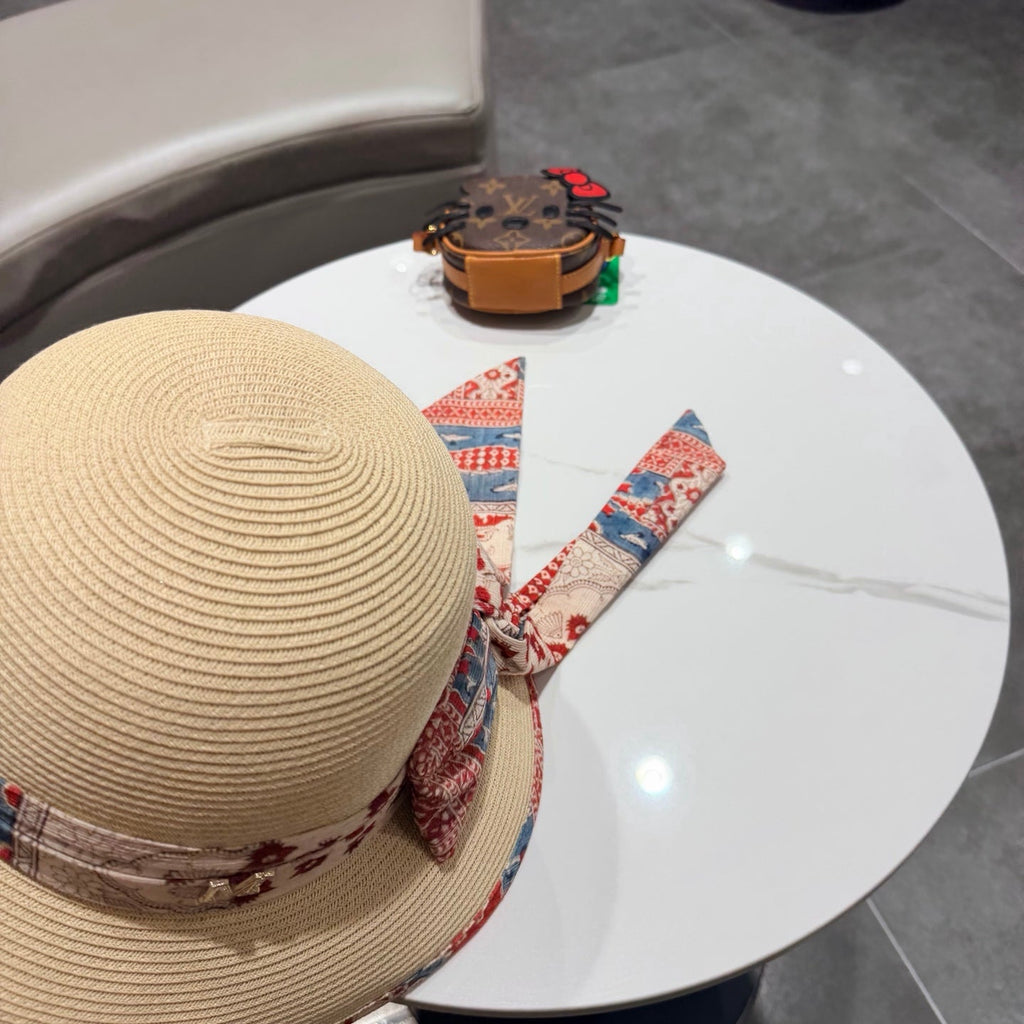 Chanel Hat with Ribbon bow Beige in Straw 205600