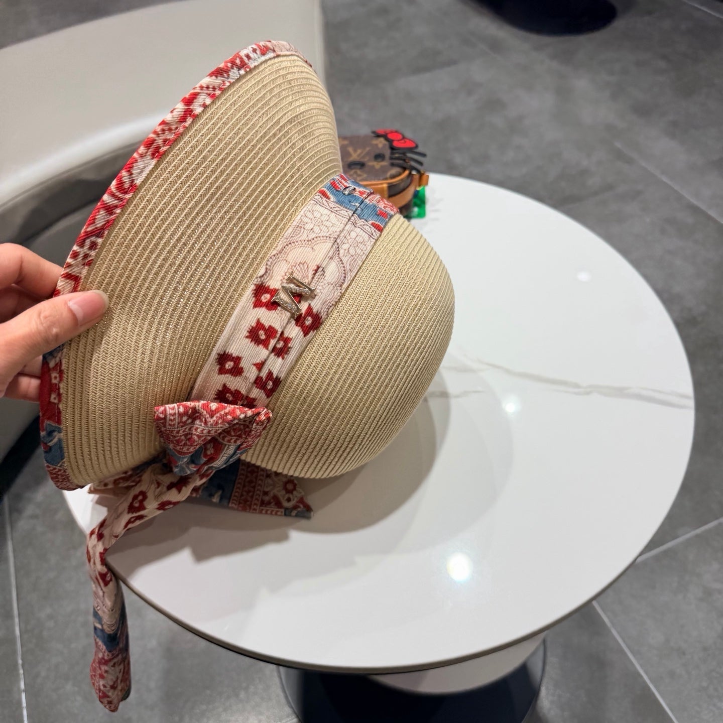 Chanel Hat with Ribbon bow Beige in Straw 205600
