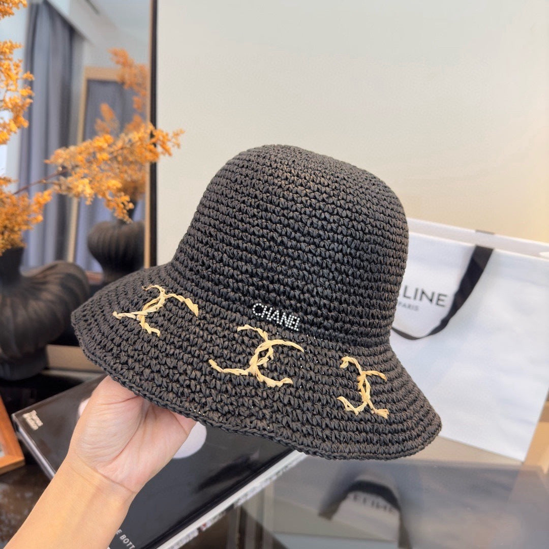 Chanel Summer Folding Hat Black in Straw 205441