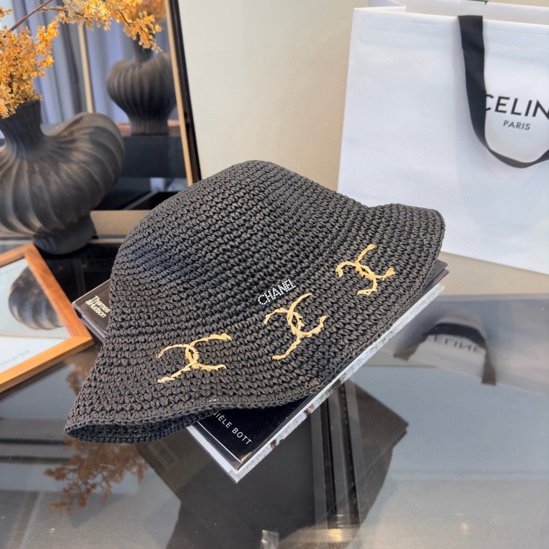 Chanel Summer Folding Hat Black in Straw 205441