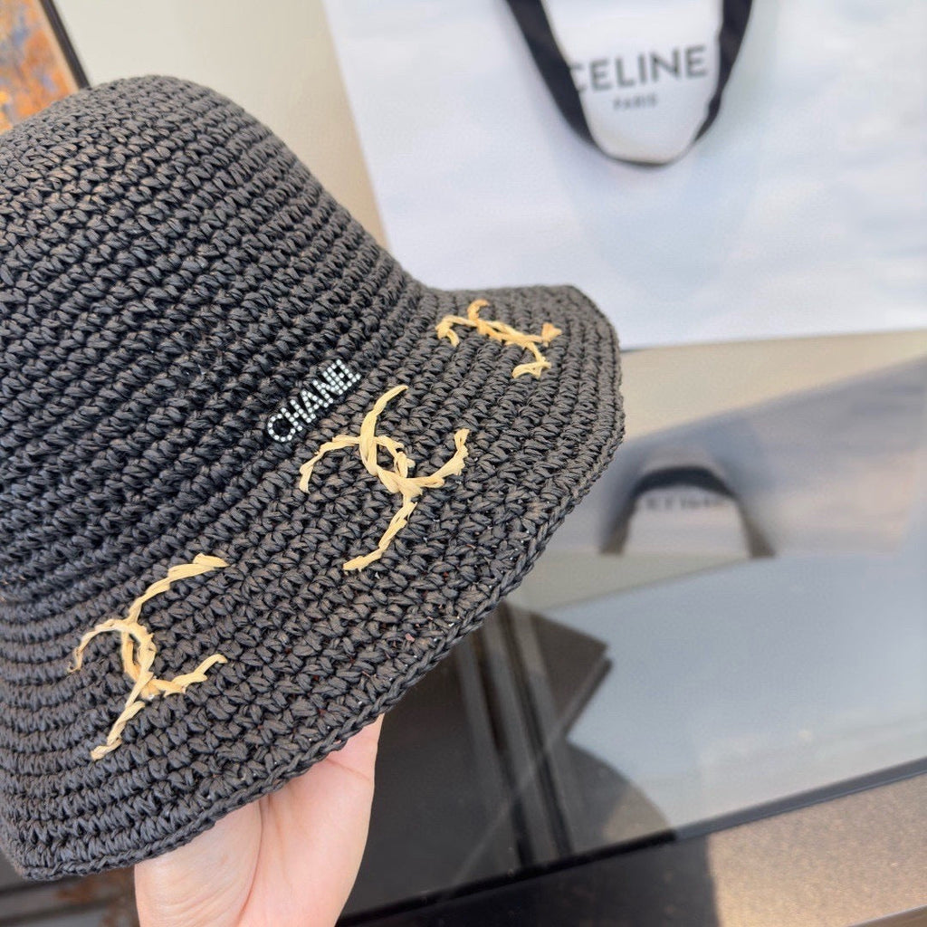 Chanel Summer Folding Hat Black in Straw 205441