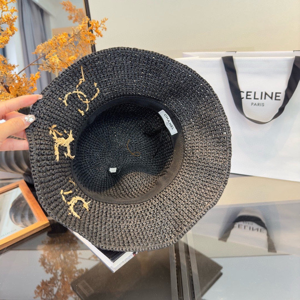 Chanel Summer Folding Hat Black in Straw 205441
