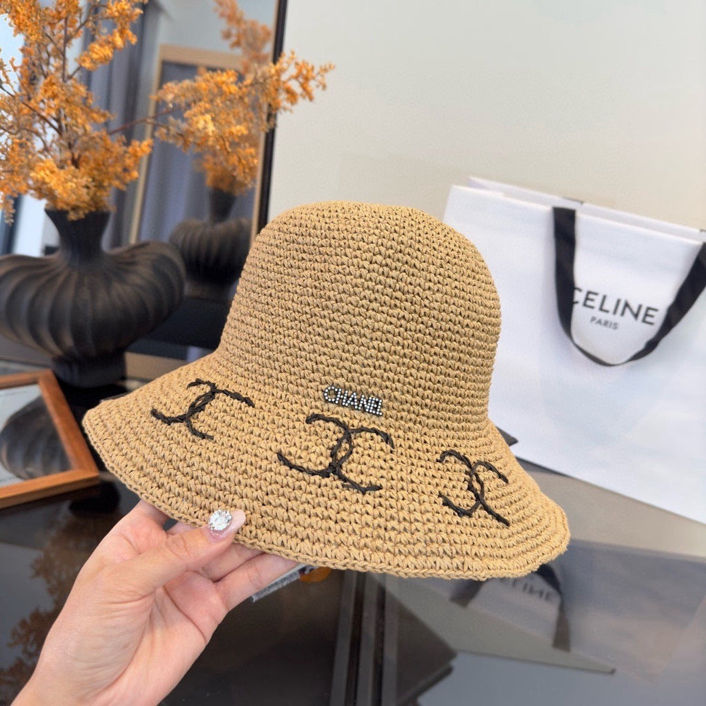 Chanel Summer Folding Hat Camel in Straw 205440
