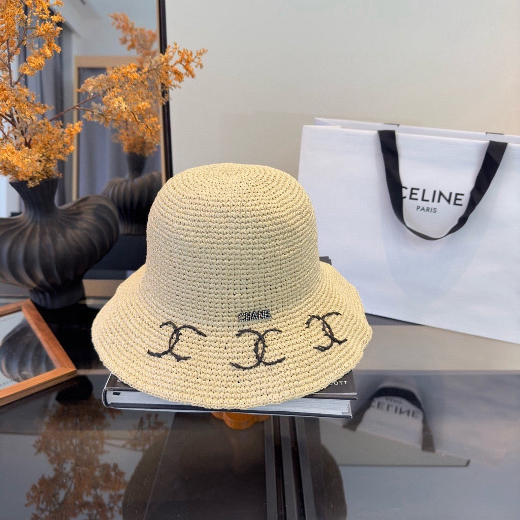 Chanel Summer Folding Hat Cream in Straw 205439