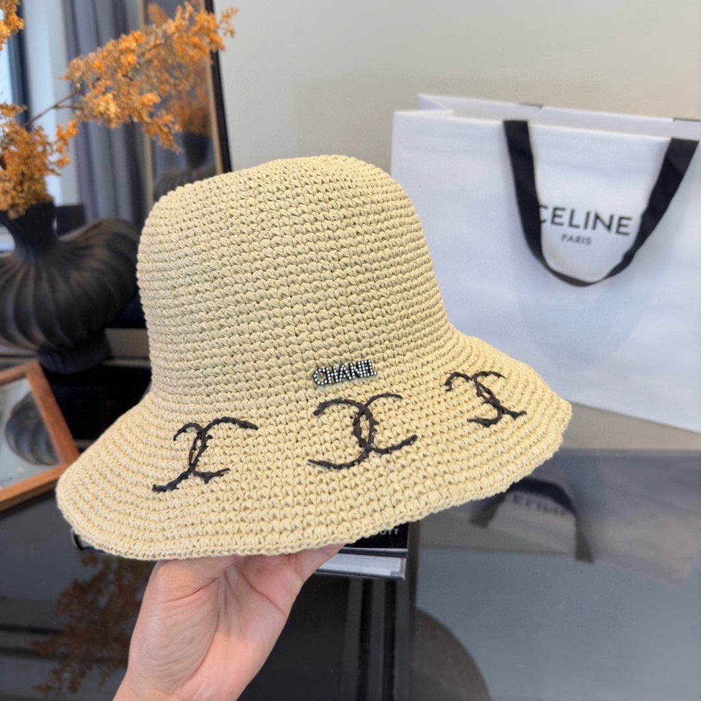 Chanel Summer Folding Hat Cream in Straw 205439