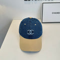 Chanel Baseball Cap Blue Beige in Cotton 205358