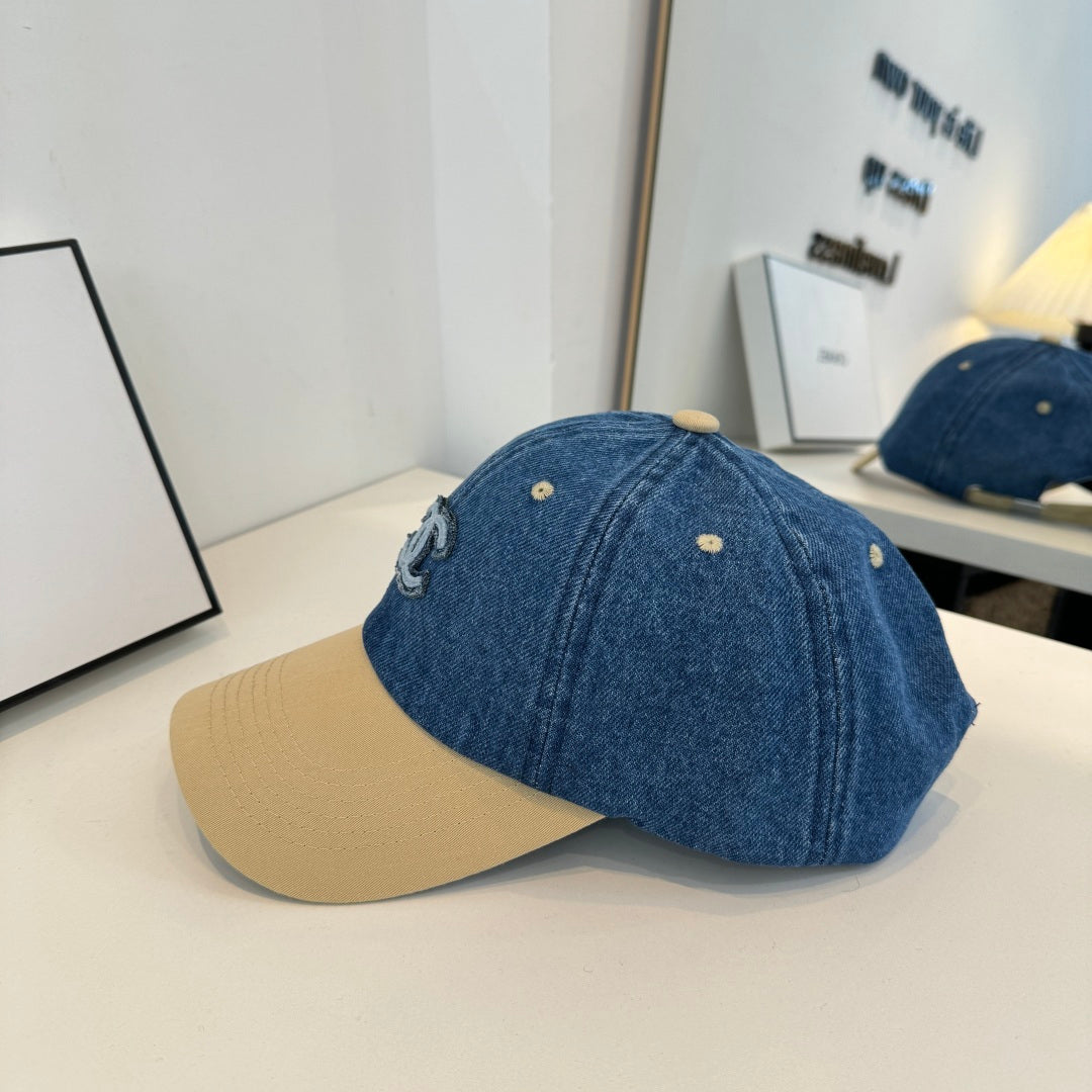 Chanel Baseball Cap Blue Beige in Cotton 205358