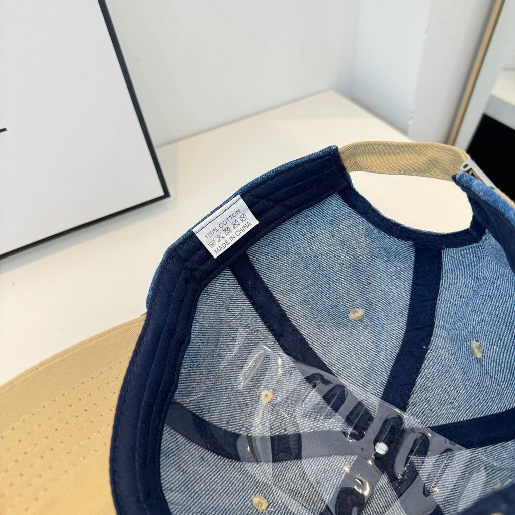 Chanel Baseball Cap Blue Beige in Cotton 205358
