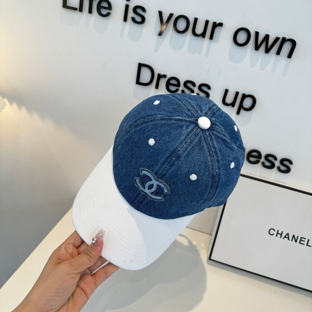 Chanel Baseball Cap Blue White in Cotton 205356
