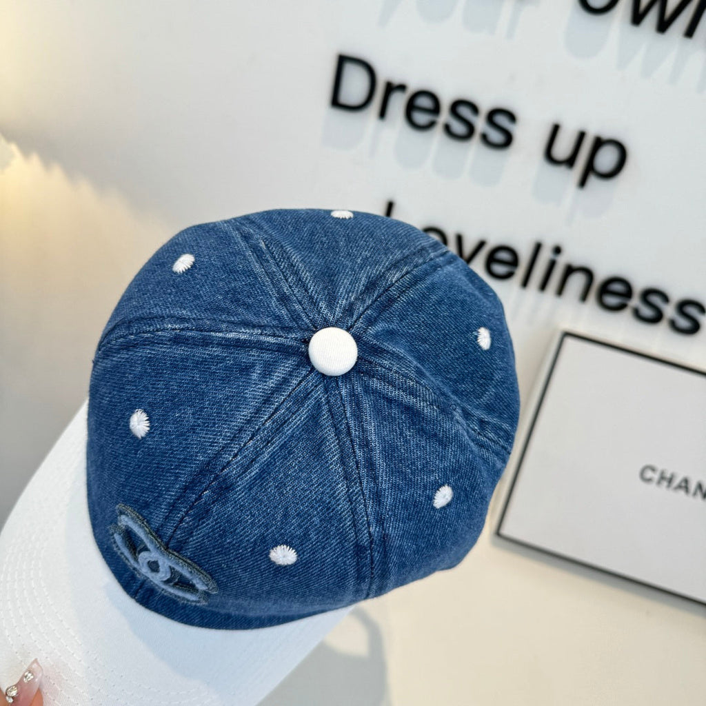 Chanel Baseball Cap Blue White in Cotton 205356