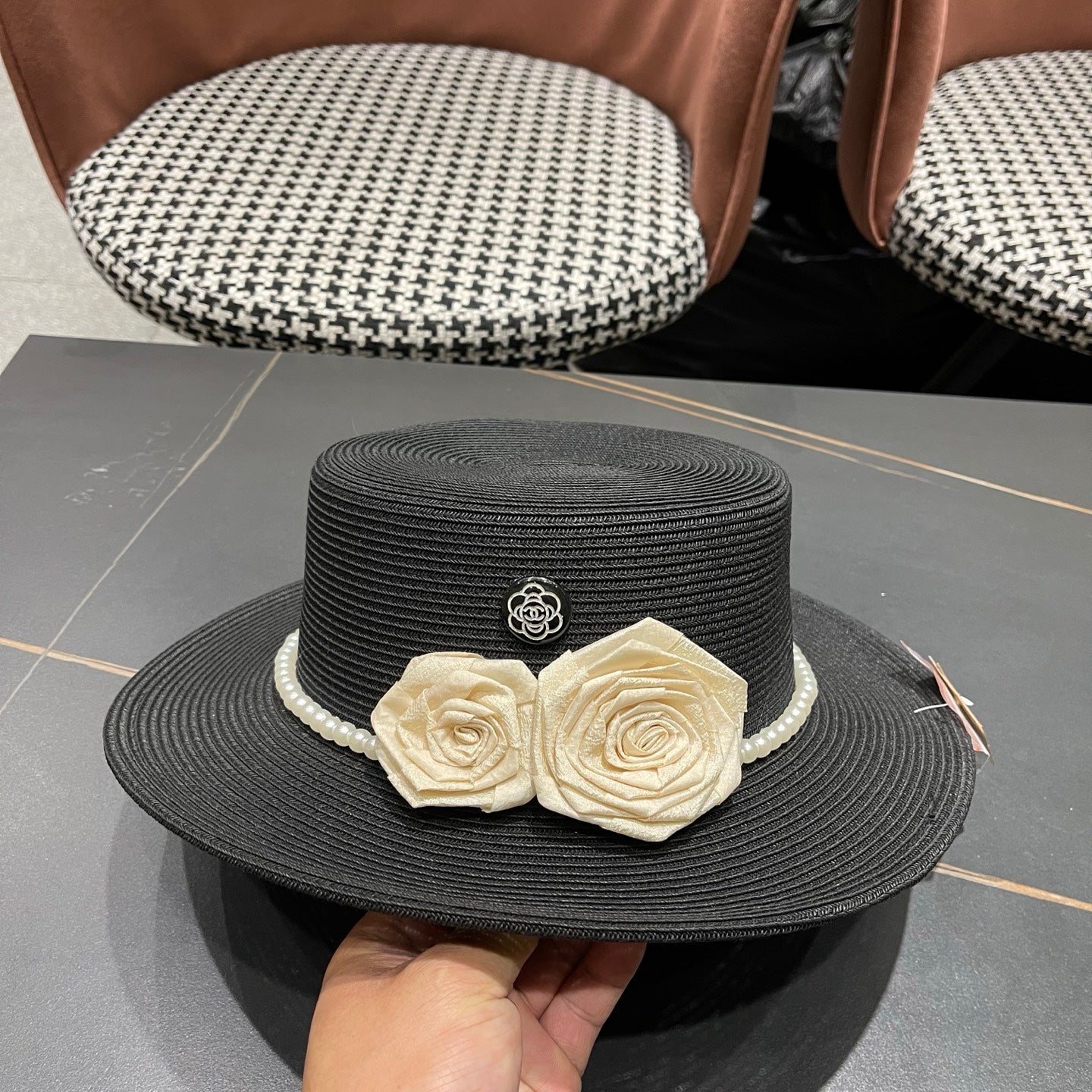 Chanel Summer Sunscreen Hat Black in Weaving 205279