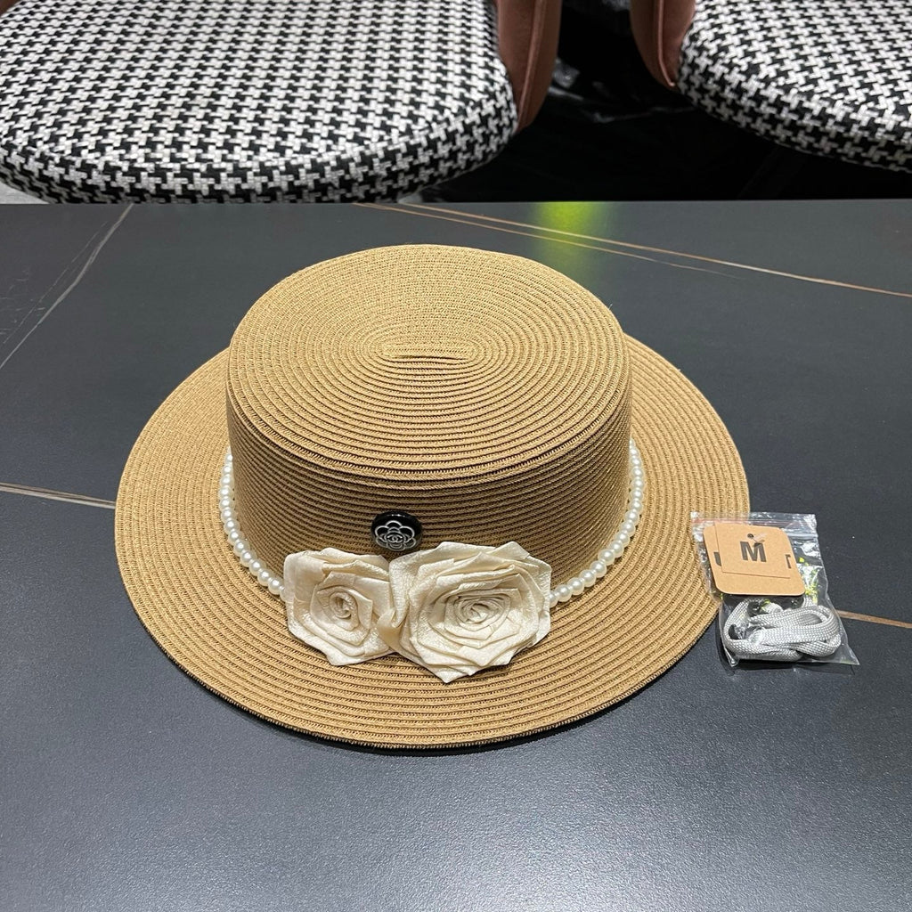 Chanel Summer Sunscreen Hat Camel in Weaving 205278