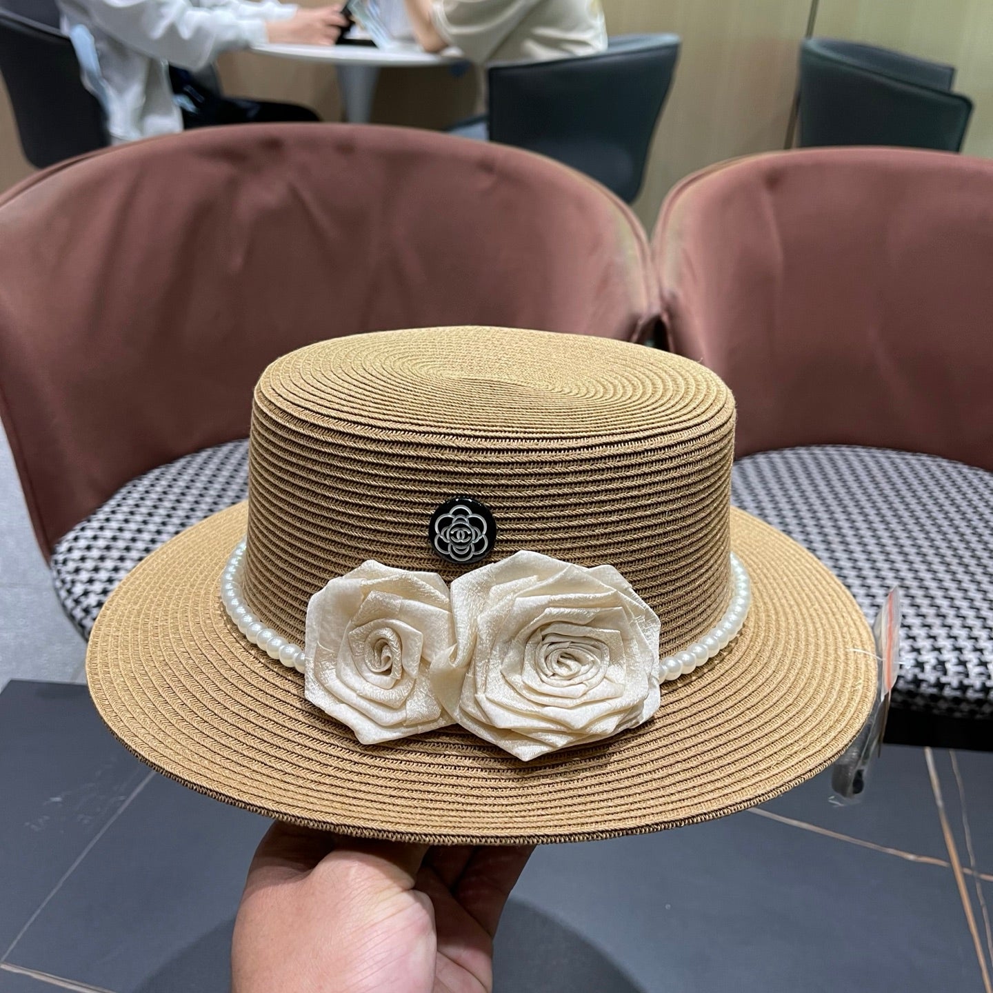 Chanel Summer Sunscreen Hat Camel in Weaving 205278